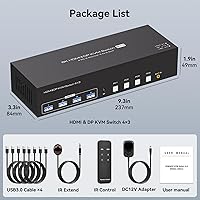 TJCXELE 4K 144Hz HDMI + DisplayPort KVM Switch for 4 Computers, 3 Monitors — image 7