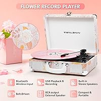 TANLANIN TE-001PK Pink Floral Vinyl Record Player — image 3