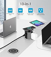 HEZI Pop Up Outlet with Wireless Charger, 8 AC Outlets & 4 USB Ports — image 2