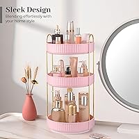 Aveniee 360 Rotating Makeup Organizer, Pink, 3-Tier — image 5