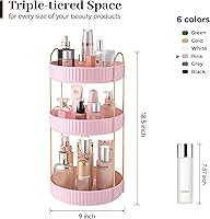 Aveniee 360 Rotating Makeup Organizer, Pink, 3-Tier — image 2