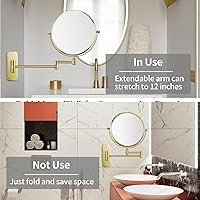 Nicesail Wall Mounted Makeup Mirror, 7X Magnification, Gold Finish — image 8