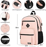 BIKROD Backpack for Girls Women, School Backpack for Teen Boys, 15.6 Inch Laptop Backpack with USB Charging Port — image 3