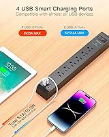 Mifaso Flat Plug Extension Cord 25FT Surge Protector Power Strip — image 4