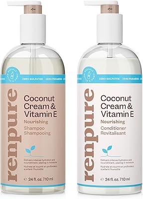 Renpure Coconut Cream & Vitamin E Nourishing Shampoo and Conditioner Set, 24oz