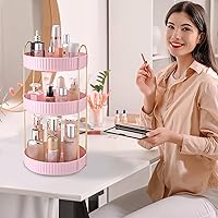 Aveniee 360 Rotating Makeup Organizer, Pink, 3-Tier — image 6