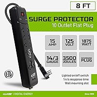 Digital Energy 10-Outlet Surge Protector with USB Charging Ports, 8 ft — image 3