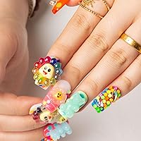 LOVFUL Press on Nails with Lovkashi Flower Design | Square 1.0 in | H65-L — image 4