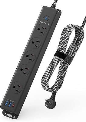 AUOPLUS Surge Protector Power Strip with USB-C, 10FT Extension Cord, 5 Outlets