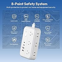 NTONPOWER Surge Protector Power Strip 10 ft with 6 Outlets & 4 USB Ports — image 9