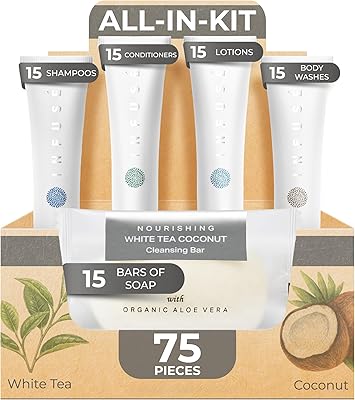 Infuse Pure White Tea and Coconut Hotel Toiletries Set 75 Pieces