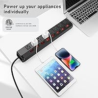 ANNQUAN 8 Outlet Power Strip with 8 Individual Switches — image 2