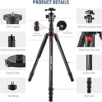 NEEWER Upgraded 80.7″ Carbon Fiber Camera Tripod Monopod N55CR — image 9