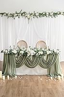 Ling's Moment 10ft x 10ft White Sheer Wedding Backdrop Curtains, 2 Panels — image 4