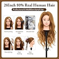 Neverland Beauty 28″ Mannequin Head with 80% Real Human Hair - Golden Brown #27 — image 2