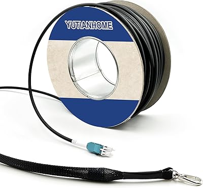 YUTIANHOME 500ft Industrial TPU OM3 Fiber Optic Cable LC to LC Duplex with Pulling Eye Kit