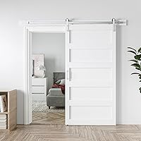 COSHOMER 40in x 84in White Sliding Barn Door with Brushed Nickel Hardware Kit — image 1