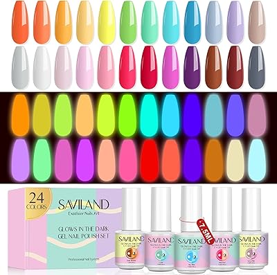 Saviland Glows in The Dark Nail Polish Set 24 Colors