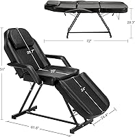 BarberPub Adjustable Tattoo Chair 72″ Black — image 7