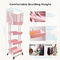 TUOCCI Braiding Hair Rack with 196 Pegs, 4-Tier Storage Cart in Pink — image 6