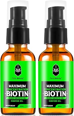 First Melody Beard Oil with Biotin, Castor, Argan & Jojoba Oils, 2 Pack (1oz each)