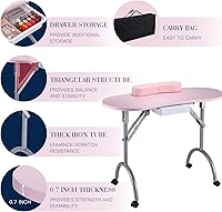 Joligrace Professional Foldable Manicure Table Pink — image 4