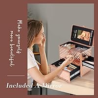 Makeup Train Case Rose Gold with Mirror and Drawer — image 8