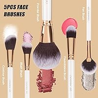 OMANIAC Makeup Brush Set, 12-Piece White with Pearl Handles — image 4