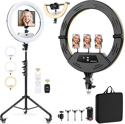 MACTREM 18″ Foldable Ring Light with Stand