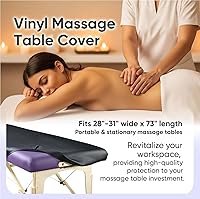Spa Luxe Vinyl Massage Table Protector Cover Fitted - Black — image 2