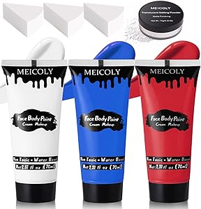 MEICOLY Red White Blue Face Body Paint Set Review