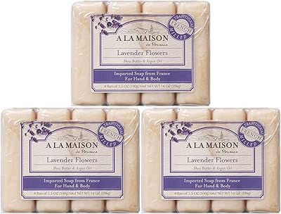A LA MAISON Lavender Aloe Bar Soap (4 Bars, 3.5 oz)