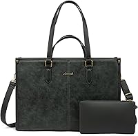 LOVEVOOK Vintage Leather Laptop Tote Bag with Clutch - 15.6 Inch — image 1