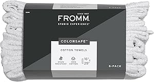 Fromm ColorSafe 100% Cotton Bleach Proof Salon Hair Towels, 6 Count