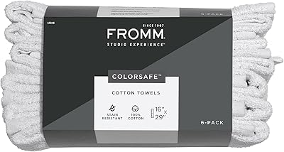 Fromm ColorSafe 100% Cotton Bleach Proof Salon Hair Towels, 6 Count