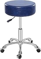 Lilfurni Thick Padding Swivel Rolling Stool (Blue) — image 1