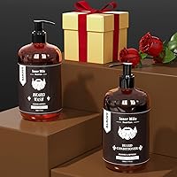 ISNER MILE Beard Wash & Conditioner Set - 17oz Biotin, Argan & Jojoba Oils, Sandalwood Scent — image 2