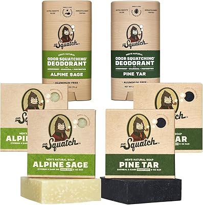 Dr. Squatch Manly Soap and Deodorant Variety Pack - Pine Tar and Alpine Sage