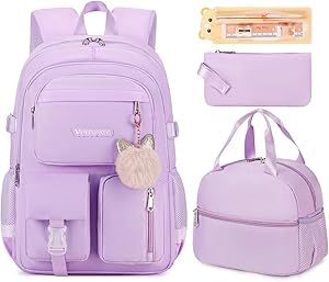 Student Backpack for Girls, Women – Purple, Waterproof Laptop Bag, 16-inch Capacity Review