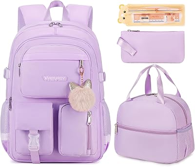 Student Backpack for Girls, Women – Purple, Waterproof Laptop Bag, 16-inch Capacity