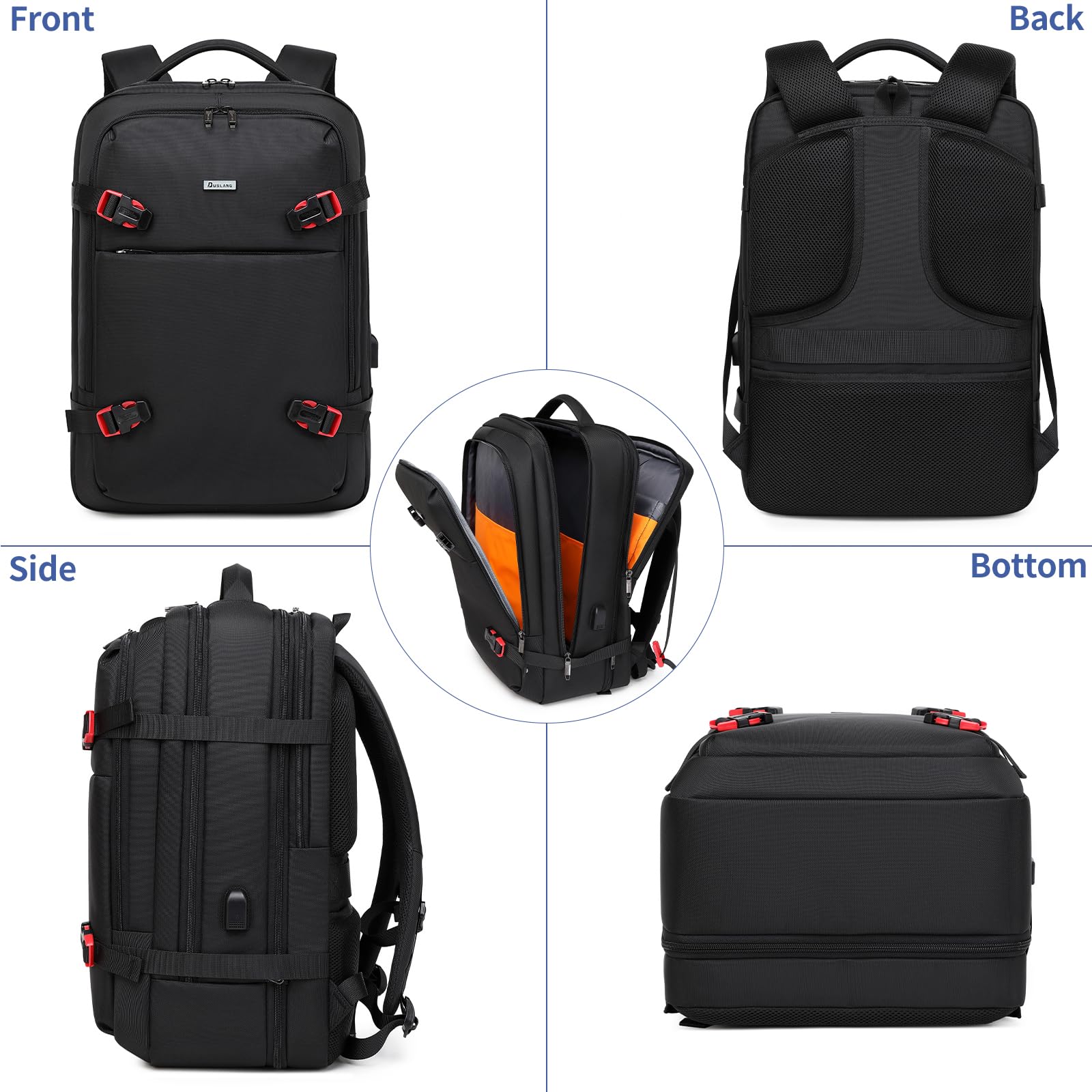 Zaino Da Viaggio 52 Litri Con Porta USB – Approvato Per Cabina Aereo, Fino A 17 Pollici Laptop