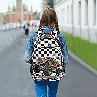 ALAZA Monster Truck Car Buffalo Plaid Check Backpack — image 6