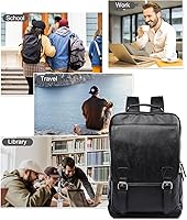 MOYYI Leather Backpack 15.6 Inch Laptop Black — image 7