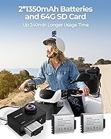 TIMNUT 4K 60fps Action Camera with 64GB SD Card and 2 Batteries — image 4