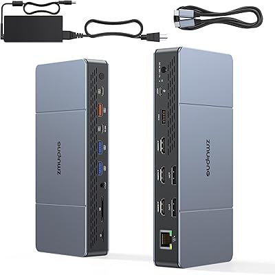 ZMUIPNG DisplayLink Docking Station 18-in-1 for MacBook & USB-C Laptops