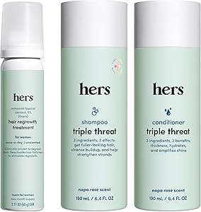 hers Triple Threat Shampoo, Conditioner and Minoxidil Set Review