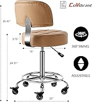 CoVibrant Lockable Stool with Back and Foot Rest, 24-31″ Height, Camel — image 3