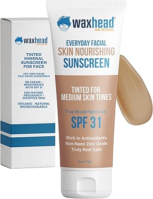 Waxhead Tinted Mineral Sunscreen for Face SPF 31 – Medium Tint 4oz