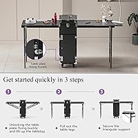 Icoget Portable Nail Table Desk with Rolling Wheels and Makeup Train Case — image 6