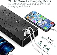 Nikleb Power Strip 23 in 1 with 20 Outlets, 2 USB, 1 USB-C, 6ft Extension Cord — image 4